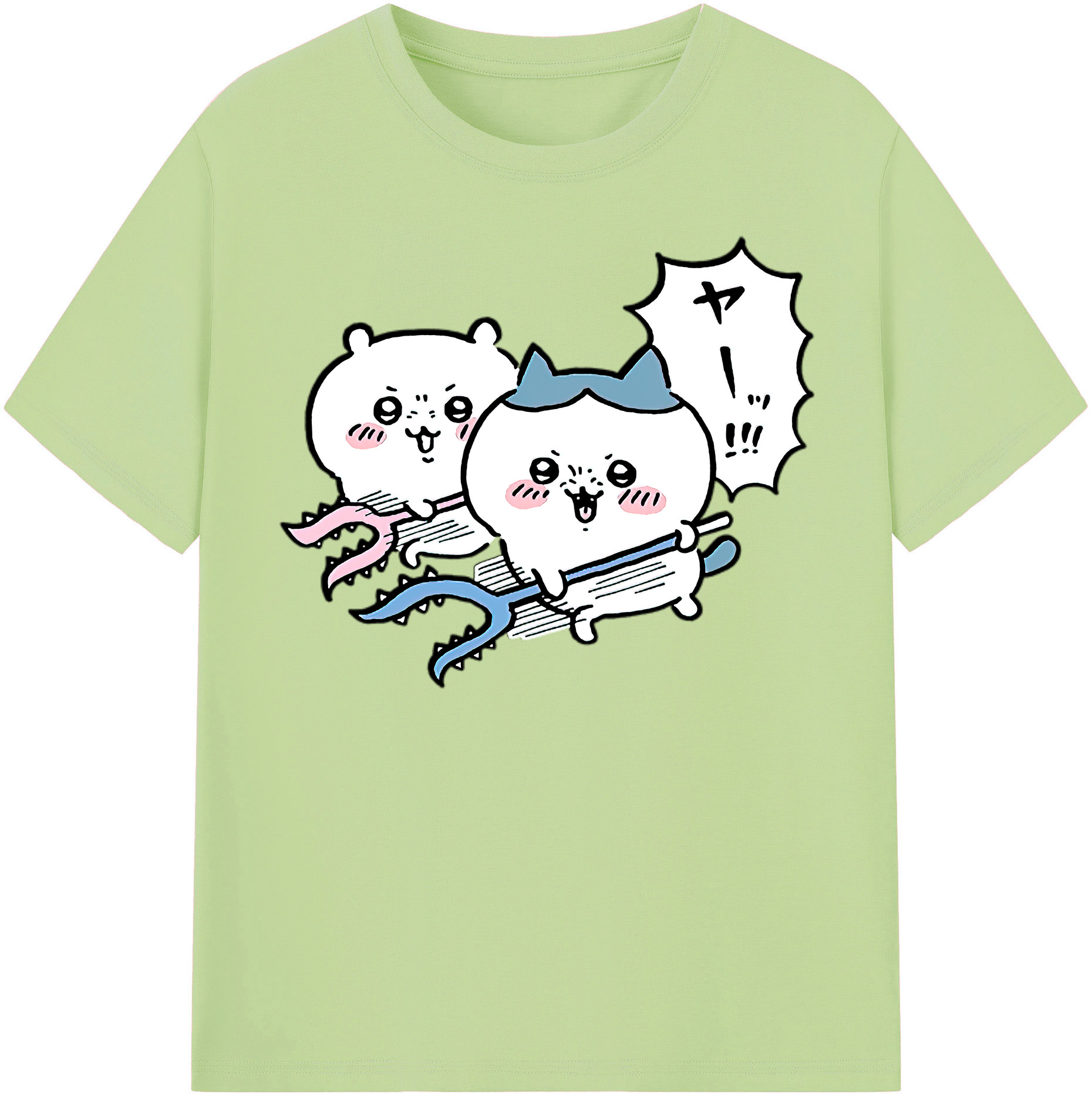 （画像用） ちいかわ ハチワレ Chii-kawa hachiware 綿100％半袖Tシャツ（フロントプリント）